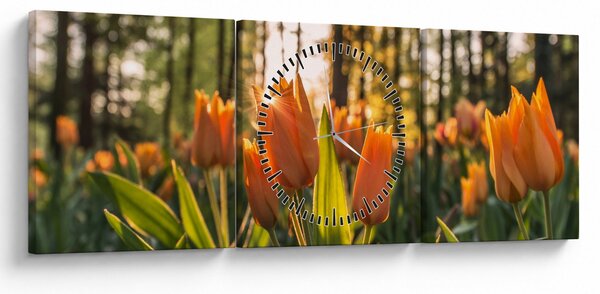 Tablou - florile lalelelor (cu ceas) (90x30 cm)