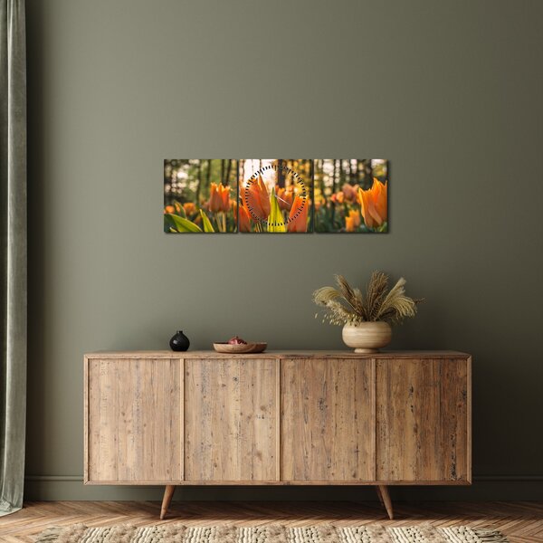 Tablou - florile lalelelor (cu ceas) (90x30 cm)