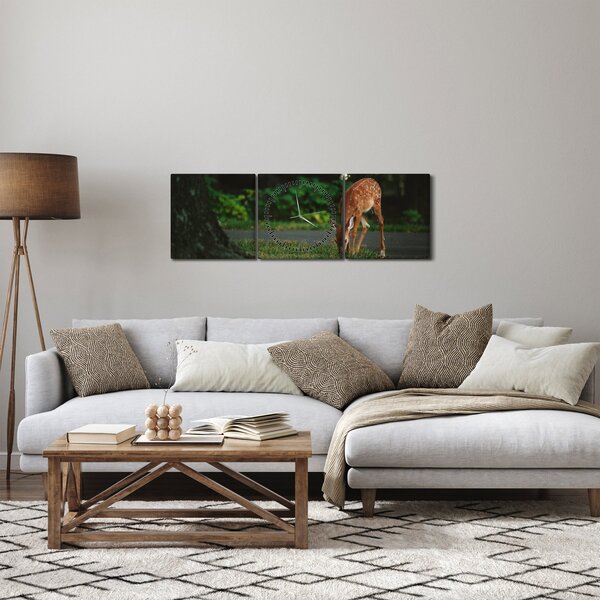 Tablou cu pui de cerb (cu ceas) (90x30 cm)