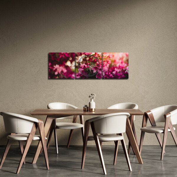 Tablou cu florile tufișului înflorit (cu ceas) (90x30 cm)