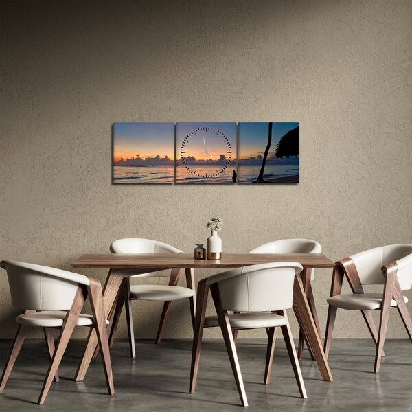 Tablou femeii pe plajă (cu ceas) (90x30 cm)