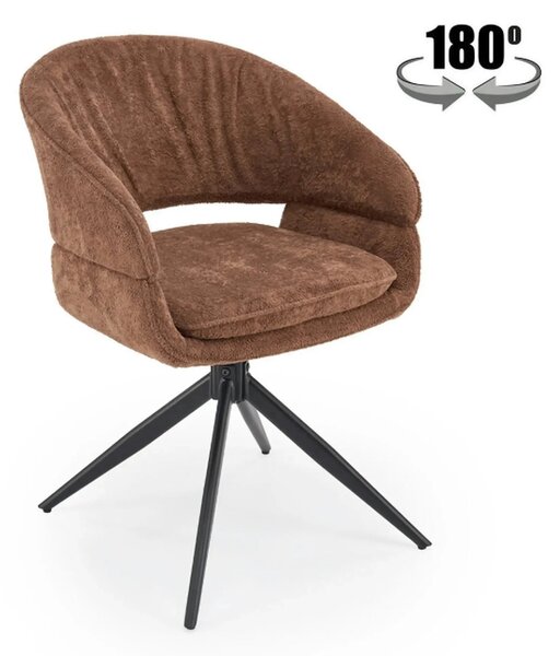 Scaun rotativ K602, maro/negru, stofa plusata/metal, 57x62x82 cm