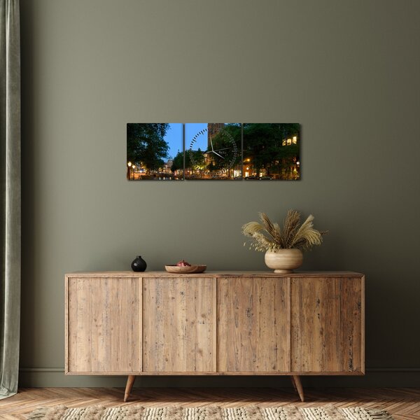 Tabloul orașului istoric nocturn (cu ceas) (90x30 cm)