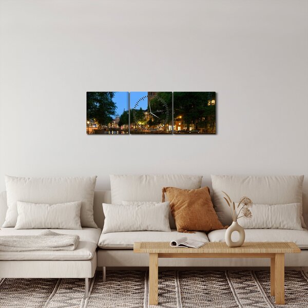 Tabloul orașului istoric nocturn (cu ceas) (90x30 cm)