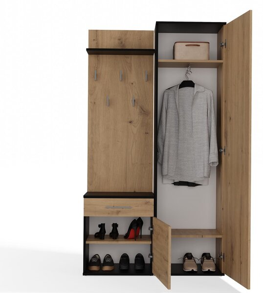 Set mobilier hol Dialogos 1 (antracit + stejar artisan) (cu oglindă). Promo -12%. 1132533