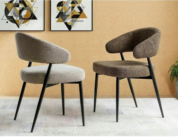 Scaun LUCIO, cappuccino/negru, stofă/metal, 55x50x80 cm