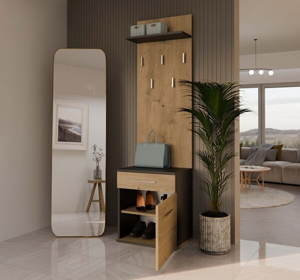 Set mobilier hol Dialogos 2 (antracit + stejar artisan). Promo -19%. 1132565
