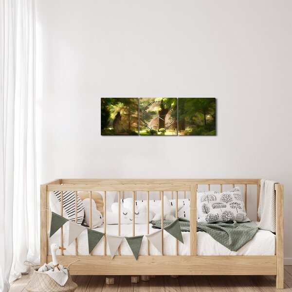 Tablou cu parc (cu ceas) (90x30 cm)
