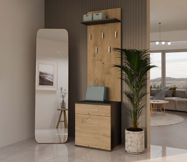 Set mobilier hol Dialogos 2 (antracit + stejar artisan). Promo -19%. 1132565
