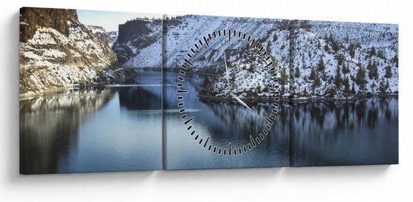 Tablou - peisaj de iarnă cu lac (cu ceas) (90x30 cm)