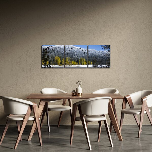 Tablou - munții înzăpeziți iarna (cu ceas) (90x30 cm)
