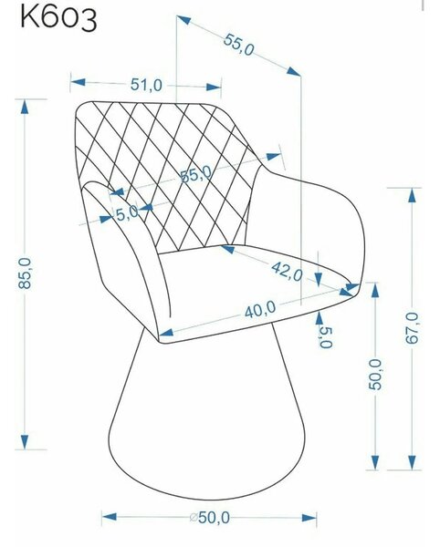 Scaun rotativ K603, stofa clasica gri, 55x55x85 cm