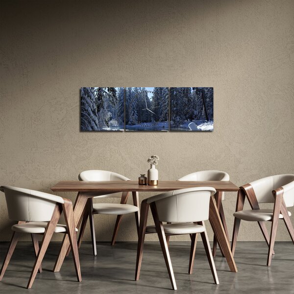Tablou pădurii înzăpezite (cu ceas) (90x30 cm)