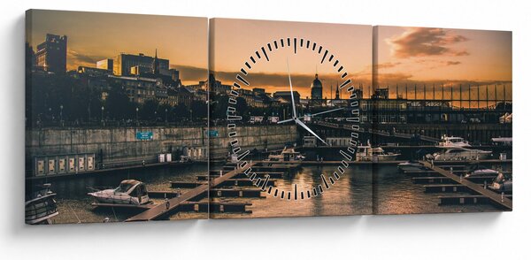 Tablou - orașul port (cu ceas) (90x30 cm)