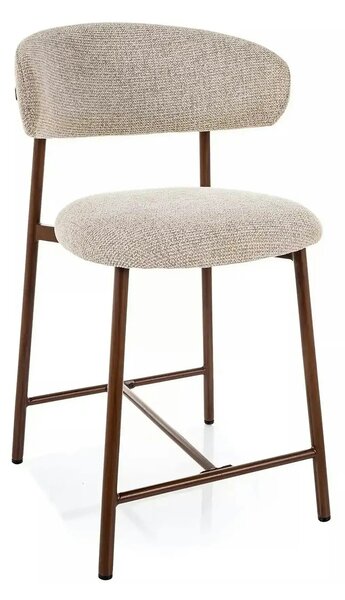 Scaun bar ELTON H-2, bej/nuc, stofă/metal, 43x45x91 cm