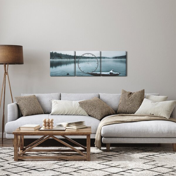 Tablou - lacul nordic înghețat (cu ceas) (90x30 cm)