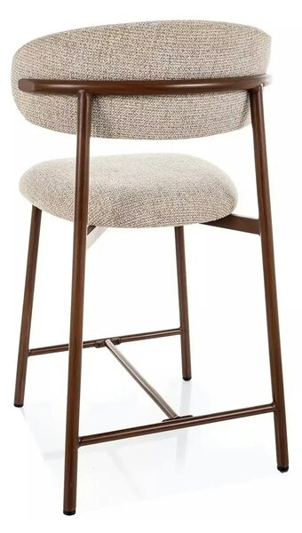 Scaun bar ELTON H-2, bej/nuc, stofă/metal, 43x45x91 cm