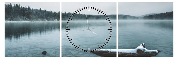 Tablou - lacul nordic înghețat (cu ceas) (90x30 cm)