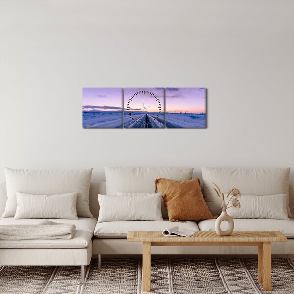Tablou - autostrada iarna (cu ceas) (90x30 cm)