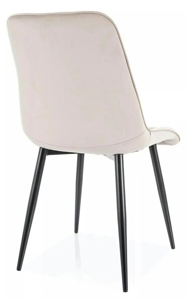 Scaun CHIC, bej deschis/negru, stofă catifelată/metal, 50x43x88 cm