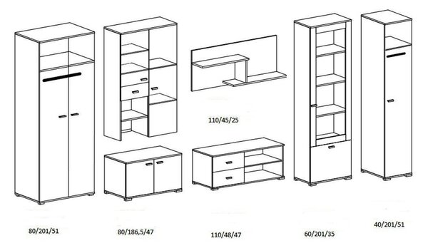 Mobilier cameră de zi Arves (jaseň + stejar canterbury). Promo -15%. 1014008