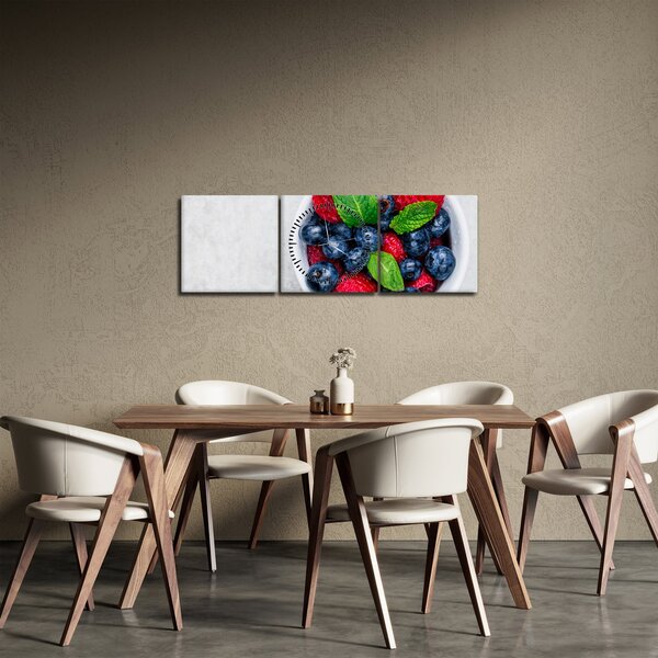 Tablou - bol cu fructe de pădure (cu ceas) (90x30 cm)