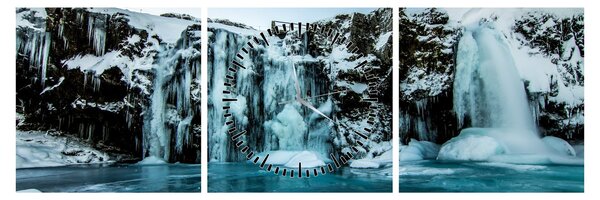 Tablou cu cascade înghețate (cu ceas) (90x30 cm)