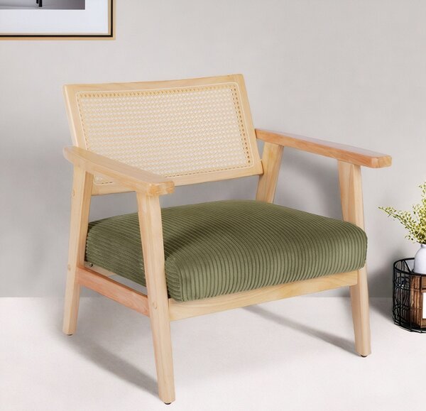 Fotoliu Villaine rattan verde 65,5/68,5/72,5 cm