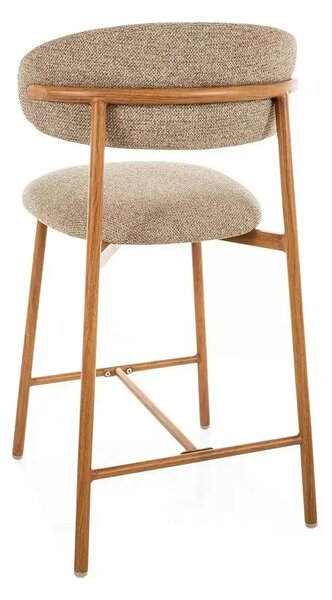 Scaun bar ELTON H-2, bej/stejar, stofă/metal, 43x45x91 cm