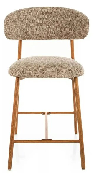 Scaun bar ELTON H-2, bej/stejar, stofă/metal, 43x45x91 cm