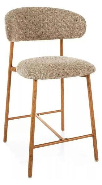 Scaun bar ELTON H-2, bej/stejar, stofă/metal, 43x45x91 cm