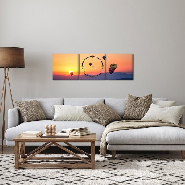 Tablou cu baloane de aer cald (cu ceas) (90x30 cm)
