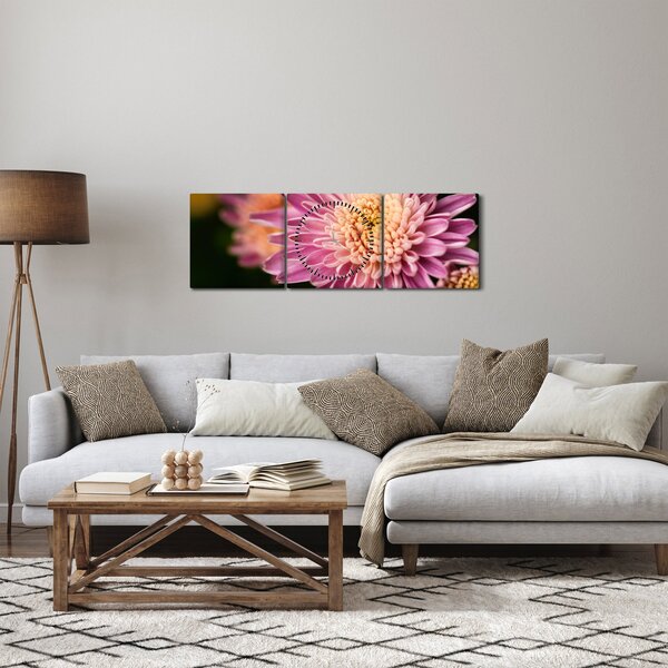 Tablou detailat cu flori (cu ceas) (90x30 cm)