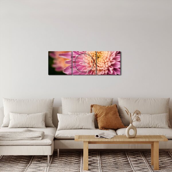 Tablou detailat cu flori (cu ceas) (90x30 cm)