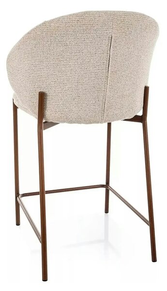 Scaun bar KIOTO H-2, bej deschis/nuc, stofă/metal, 54x44x90 cm
