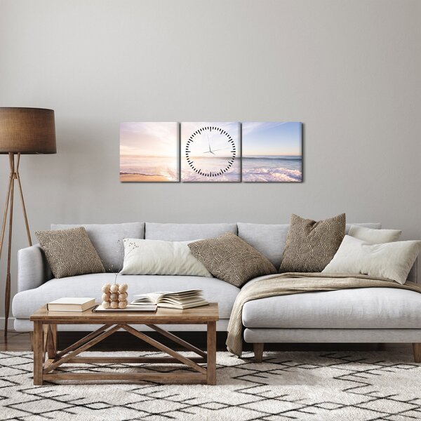 Tablou cu plaja cu nisip (cu ceas) (90x30 cm)