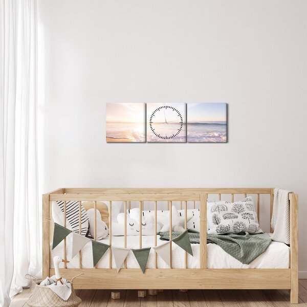 Tablou cu plaja cu nisip (cu ceas) (90x30 cm)