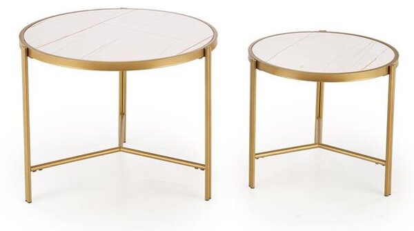 Set 2 buc. măsuțe de cafea Fantoma (marmură albă + auriu). 1092439