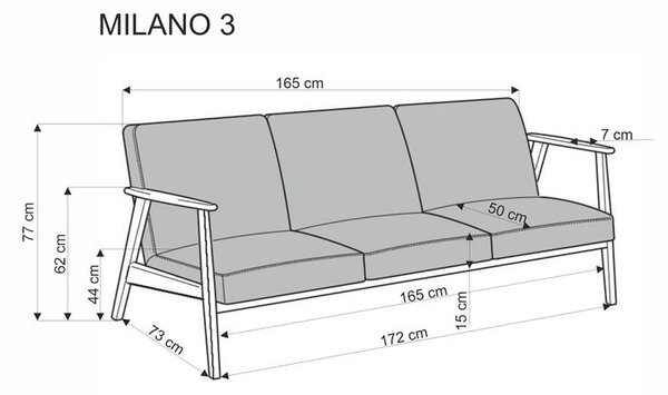 Canapea trei locuri Milian 3 (bej + nuc). 1092544