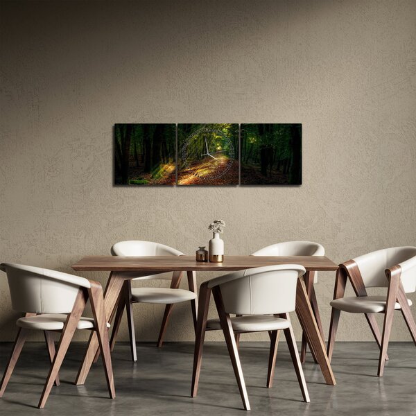 Tablou cu poteca prin pădure (cu ceas) (90x30 cm)