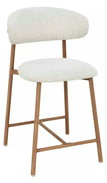 Scaun bar ELTON H-2, bej deschis/stejar, stofă/metal, 43x45x91 cm