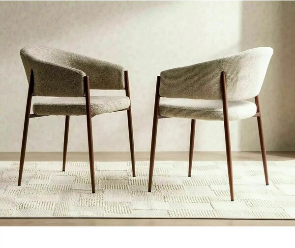 Scaun AKITA D, bej deschis/nuc, stofă/metal, 56x48x78 cm