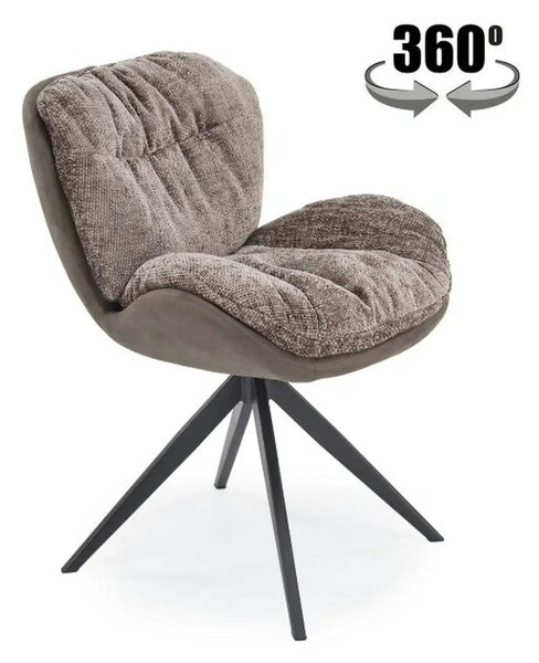 Scaun rotativ K599, gri/negru, stofa/piele ecologica/metal, 62x67x85 c