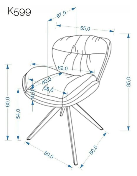 Scaun rotativ K599, gri/negru, stofa/piele ecologica/metal, 62x67x85 c