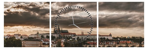 Tablou Castelului Praga în amurg (cu ceas) (90x30 cm)