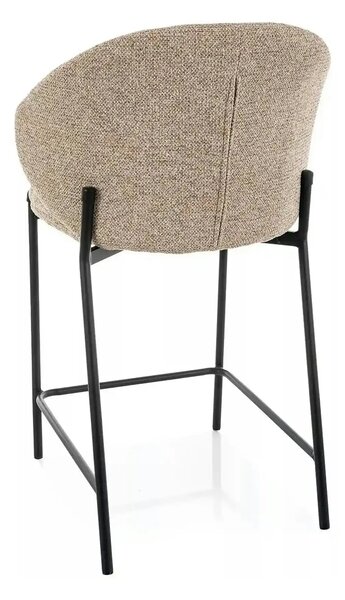 Scaun bar KIOTO H-2, bej/negru, stofă/metal, 54x44x90 cm