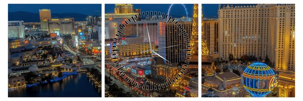 Tablou - Las Vegas (cu ceas) (90x30 cm)