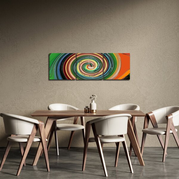 Tablou abstract - spirala colorata (cu ceas) (90x30 cm)