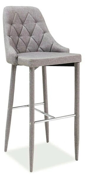 Scaun bar TRIX H-1, gri, stofă/metal, 46x42x109 cm