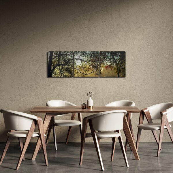 Tablou cu răsărit de soare (cu ceas) (90x30 cm)